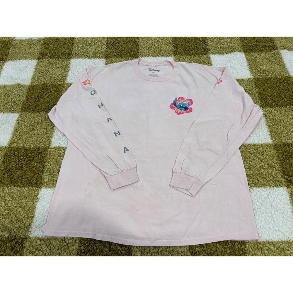 Disney Lilo & Stitch‎ Ohana Pink Long Sleeve Large Scrump Ducklings Graphic